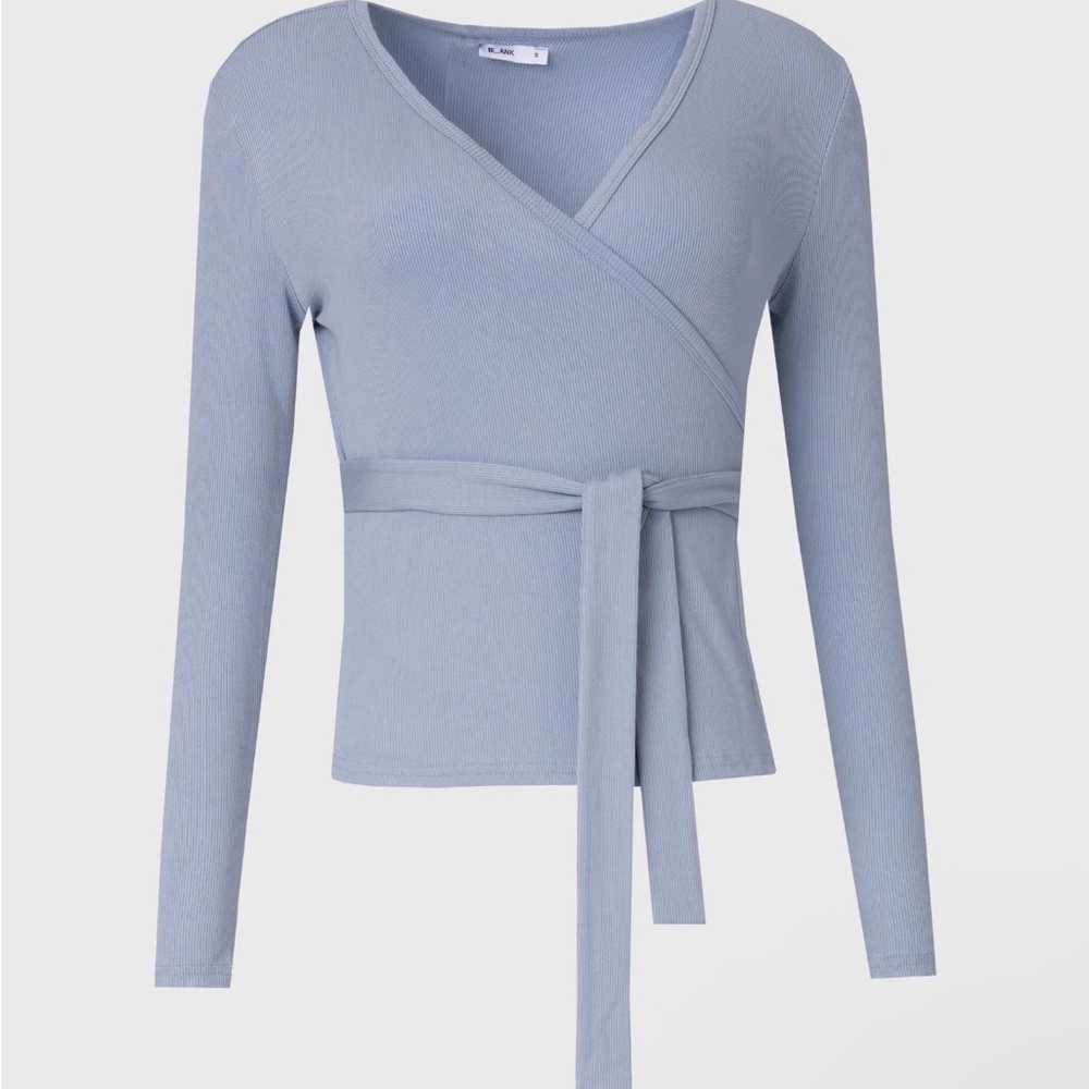 BLANK Elegant Blue Wrap Top